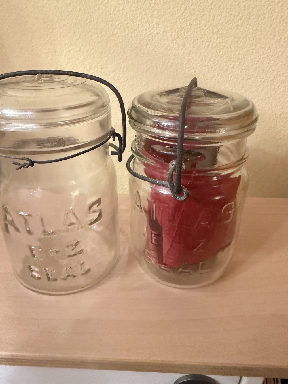 Antique Vintage Atlas Glass Mason Jar with Wire Bale Lid